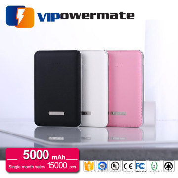 Wholesale universal mobile phone oem polymer leather case portable power bank 5000mah